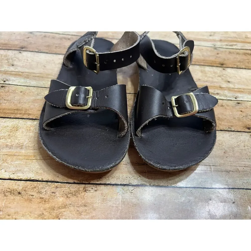 Sun San Brown Surfer Leather Sandals Unisex Toddler Size 9